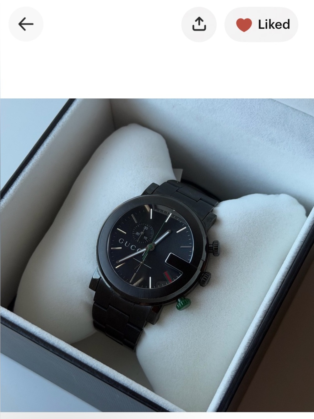 Gucci Black Men's Stainless Steel Chronograph with Green Accent- NEW!!